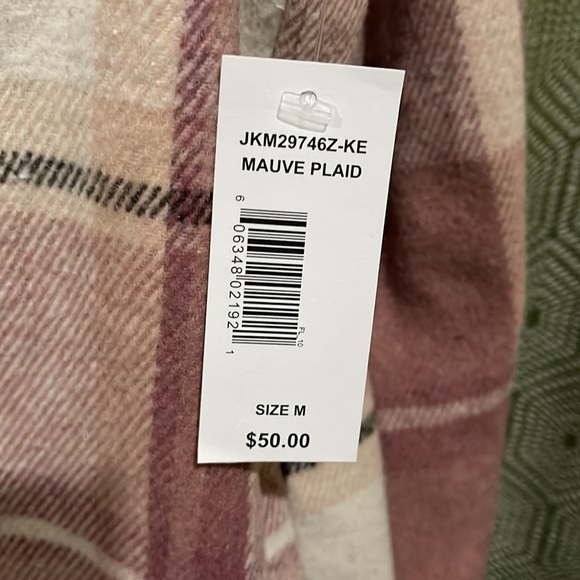 One 5 One flannel pink plaid jacket size medium NWT - Picture 5 of 11